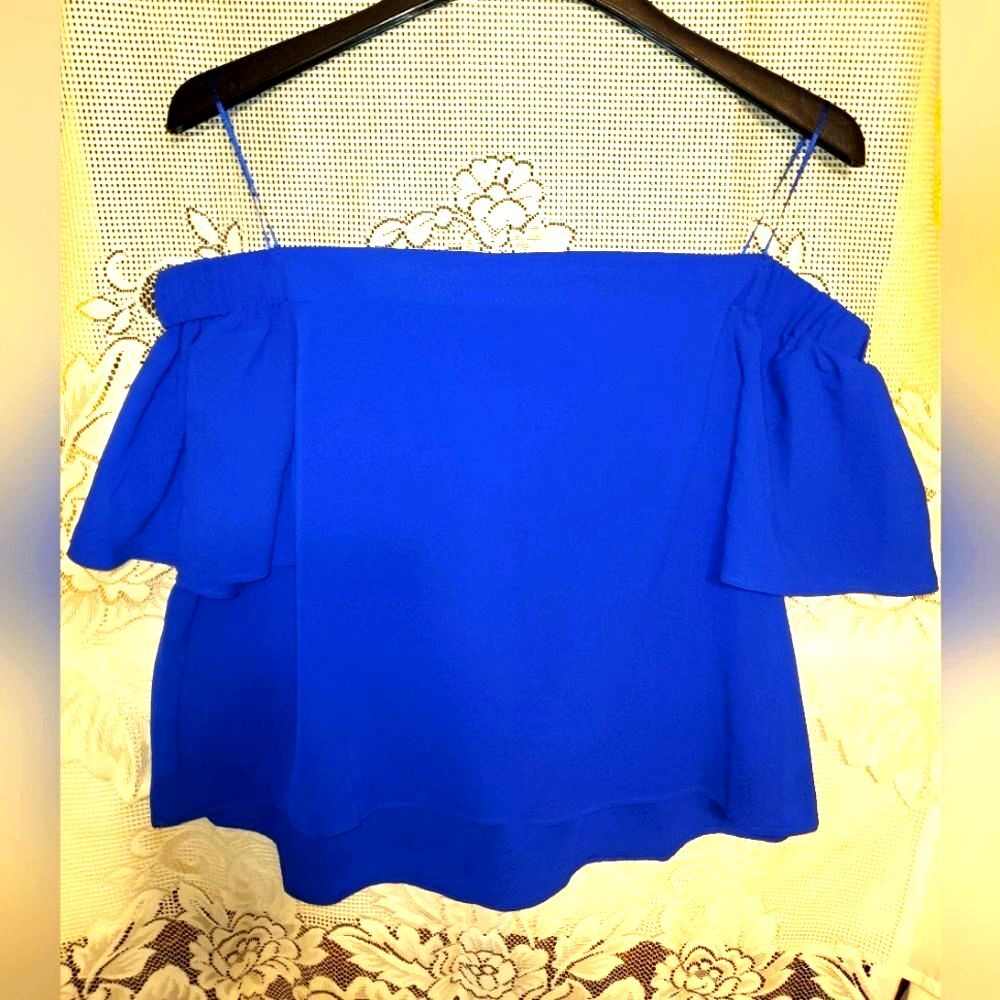 NWT It Girl Royal Blue On or Off The Shoulder Blouse Size Large